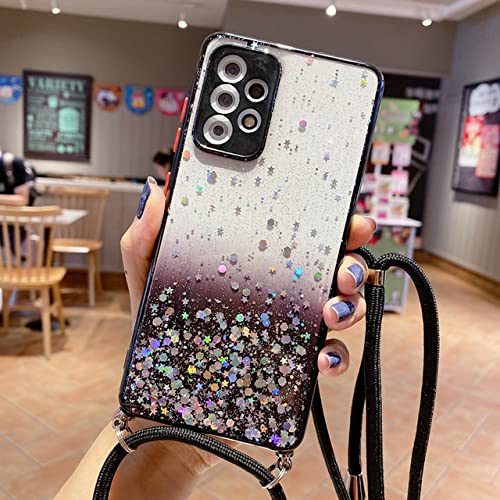 Manchon silicone Samsung A32 4G contre chutes coque noire avec cordon de sécurité