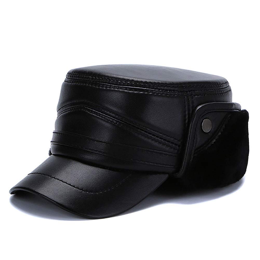 Sombreros de invierno, invierno El sombrero plano de la gorra de béisbol de cuero de edad avanzada más sombrero de terciopelo con protección contra el oído