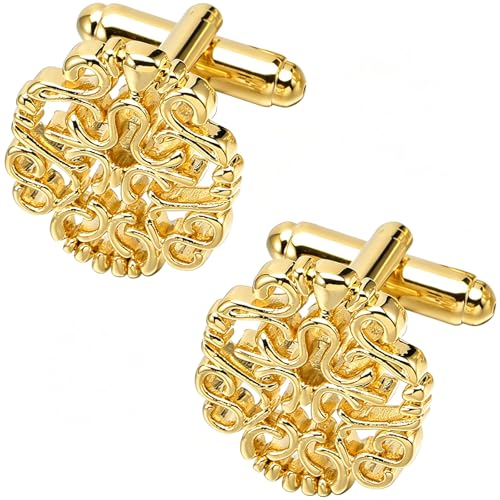 Mancornas hombre mujer diseño floral hueco dorado miniatura 3