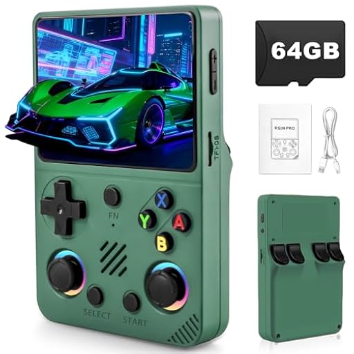 Forlarme RG36PRO Retro Video Game Console-Support 30000+ Classic Games,3.5" IPS Screen,Open Source System,64G TF Card,3000mAh Battery,Portable Console for Teen or Partner - Gift for Christmas - Green | Ya disponible en tu tienda friki favorita! En mundofriki.es!