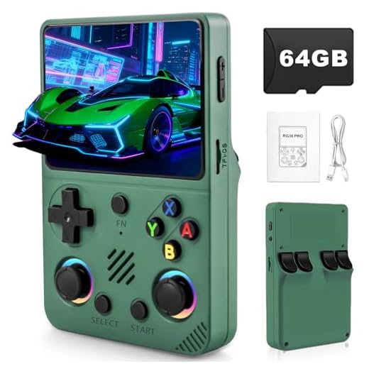 Forlarme RG36PRO Retro Video Game Console-Support 30000+ Classic Games,3.5"IPS Screen,Open Source System,64G TF card,3000mAh Battery,Portable Console for Teen or Partner - Gift for Christmas - Green