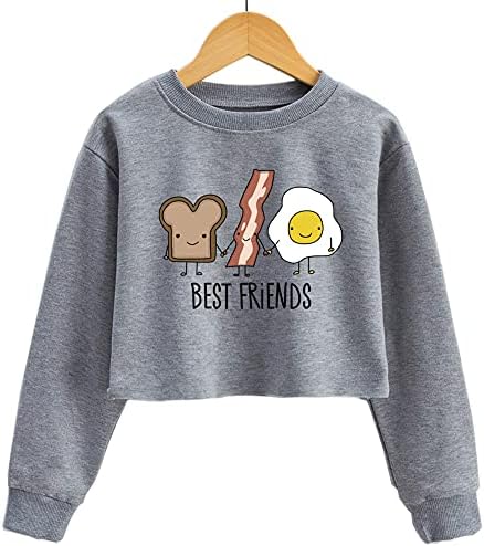 XLXUXU Girl Crop Top for Kids Long Sleeve Sweatshirts Print Funny Letters Fashion Pullover Tops