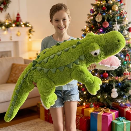 Image of Tezituor 51 inch Giant Alligator Stuffed Animals, Hugging 4ft Large Alligator Plush Body Pillow for Girls Boys, Soft Stuffed Crocodile Plushies Toy for Birthday Valentine's Day Gift Decora