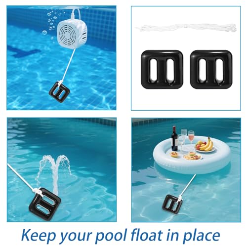 Lyreh 2 STK. Ersatz Anker für Poolbrunnen, Schwimmanker mit 5 m Seil 150g Gewicht für Aufblasartikel (Schwarz)