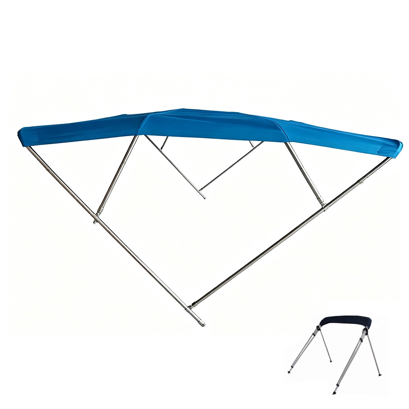 Tendalino Barca Completo a 4 Archi, Copertura Barca Impermeabile, Parasole Bimini Top, Pali Posteriori con Telaio in Alluminio