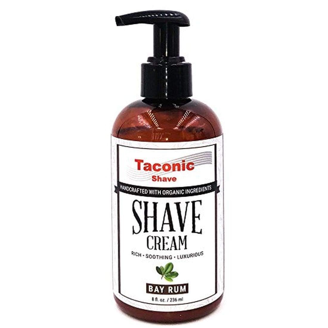 Taconic Shave, Natural Shaving Cream – Bay Rum - Ultra-Rich High Lather Formula – Natural Shave Cream for Men in 8 oz. Pump Bottle – Scented Shaving
