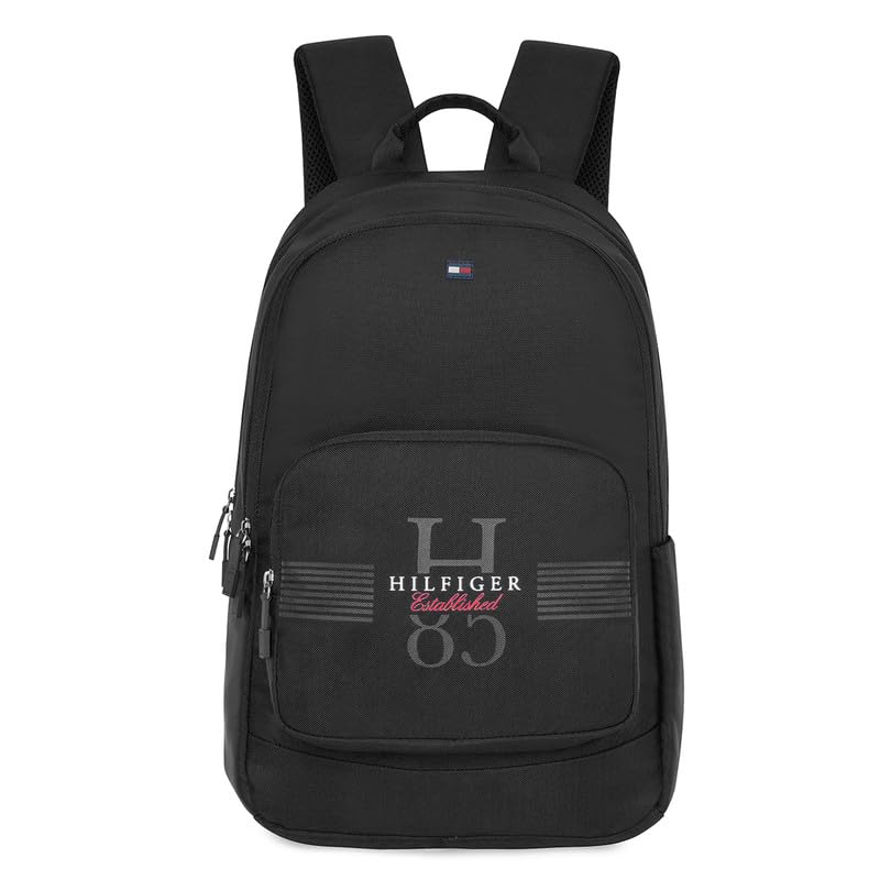 TOMMY HILFIGER Laptop Backpack for Men & Women, One-Size, Black, Babylon |Bagpack for Collage, Travel, Office