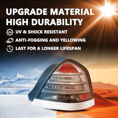 Image of Aosky LED Tail Light for 1998-2011 Ford Crown Victoria with Bulbs | Adventure-ready; Smoke Lens /Black Housing, weather-sealed design, Pair of Tail Lamp