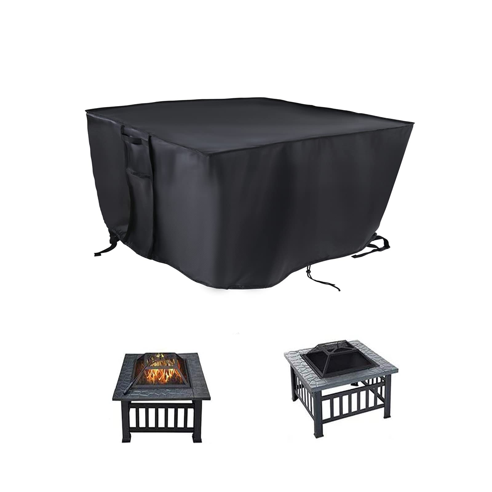 POMER Fire Pit Cover, Square Firepit Cover for Gas Fire Table Waterproof Patio Furniture Covers - 84x84x44cm
