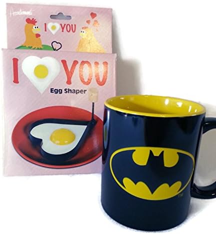 Batman Breakfast Bundle of 2 Items: Batman Mug and Heart Egg Shaper