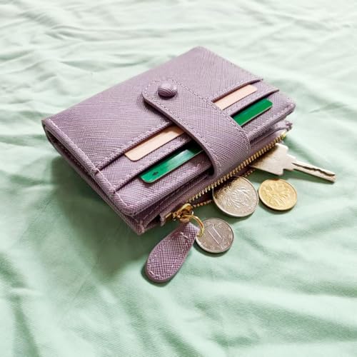 Wallet Women RFID Blocking Small Compact Bifold Pocket Wallet Ladies Mini Purse with ID Window (Purple)4