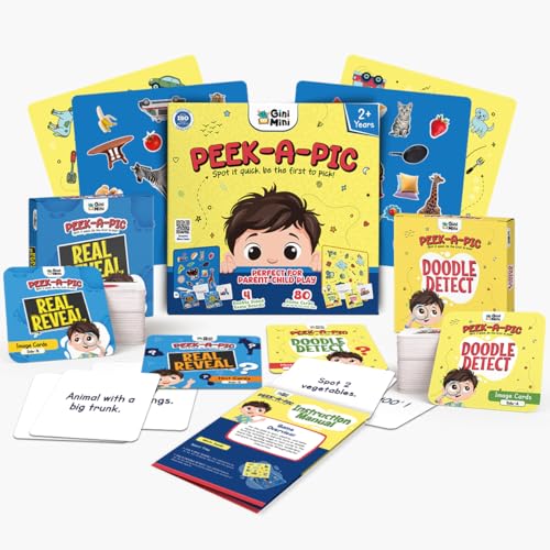 Image of GiniMini Toddler Learning Combo - DOT POP Colour & Counting + DOT POP Shapes + Peek-A-Pic | Educational Toys for Kids 2+ | Sorting Matching Memory & Observation Games | Preschool Learning Activity Kit