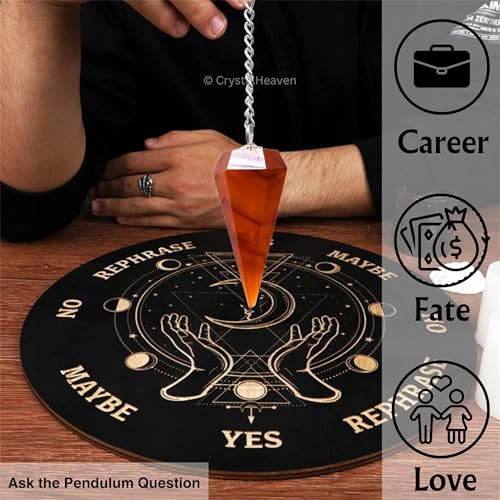 Image of Carnelian Pendulum Dowsing Tool - Natural Crystal Pendulum for Spiritual Guidance - Premium Dowser Pendulum for Accurate Divination and Energy Healing - Perfect for Energy Healing and Chakra Balancing - Handcrafted with Precision and Elegance