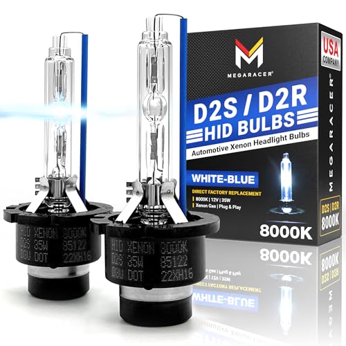 8000K White Blue HID Headlight Bulbs for Cars (Pack of 2)