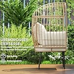 Outsunny Ei-Rattansessel Beige mit Kissen