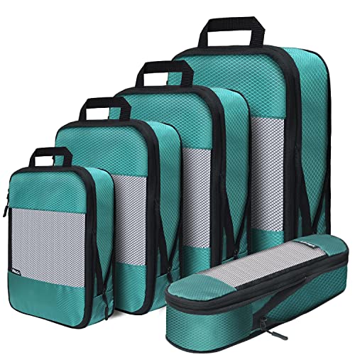 Compression Packing Cubes for Suitcases,5 Set Travel Essentials, Lightweight Luggage Organizer Bags, Travel Cubes for Carry on