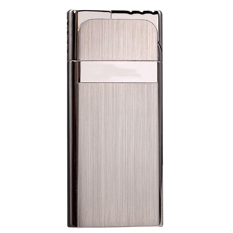 Encendedor portátil de gas butano ultra delgado, plateado
