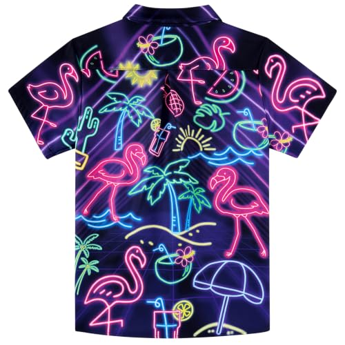 Image of uideazone Boys Novelty Print Short Sleeve Button Down Hawaiian Shirt 5-14Y