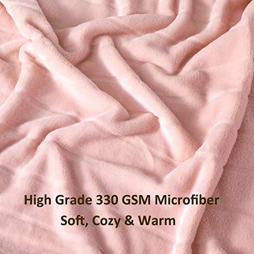 Bertte Throw Blanket Super Soft Cozy Warm Blanket 330 GSM Lightweight Luxury Fleece Blanket for Bed Couch- 50"x 60", Pink