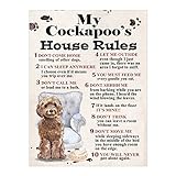 Metal Tin Sign Dog Plaque Dog's House Rules Garden Bar Home Decor Garage Man Cave Poster Pet Gift Dog Lovers (Cockapoo 8x6 Ref8195)