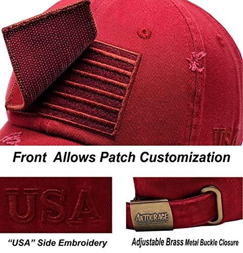 Image of Antourage American Flag Unisex Baseball Hat for Men and Women | USA Flag Mesh Snapback Flat Visor Cap + 2 Patriotic Patches