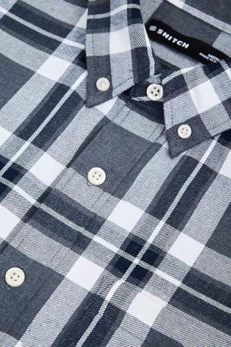 Image of SNITCH Men Casual Shirt | Regular Fit Full Sleeve Button-Down Collar Buffalo Check Pattern | Premium Cotton Blend & Breathable Fabric Outings