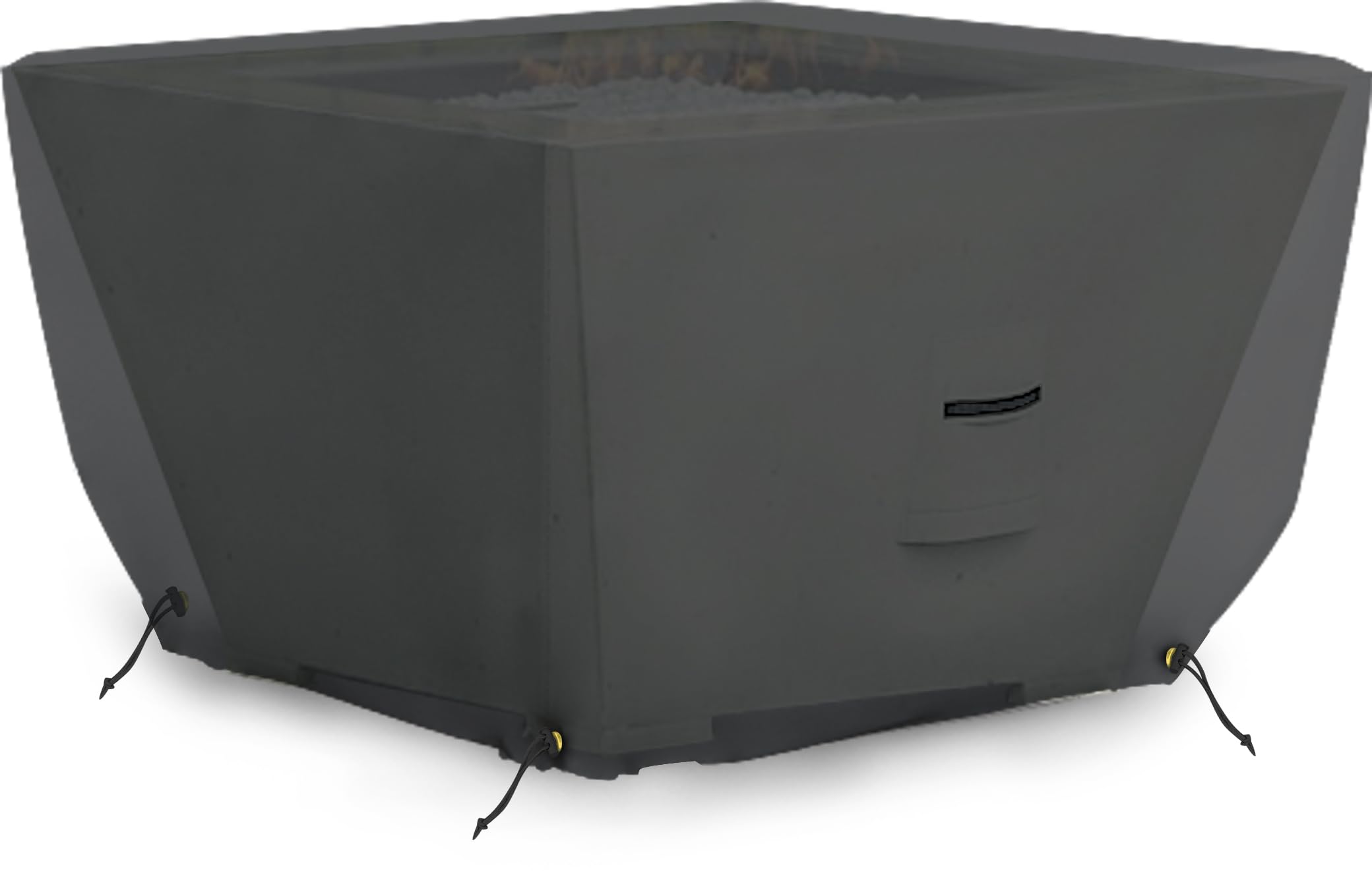 Pokrowce na zewnątrz Fire Pit - wodoodporne, 100% odporne na promieniowanie UV kwadratowa osłona na ognisko, 500 ml tkanina PVC z kieszeniami powietrznymi i sznurkiem do dopasowania, aby wytrzymać wiatr i burze. 90 cm dł. x 90 cm szer. x 36 cm wys., czarn