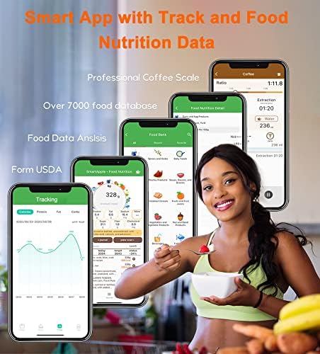 Ataller Smart Food Nutrition Scale, Bluetooth Digital Kitchen Scales with Smartphone App for Baking, Cooking, Keto, Meal Prep, Large, Stainless Steel