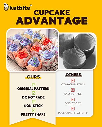 Katbite Tulip Cupcake Liners 200Pcs, Muffin Baking Cupcake Liners Holders With Strawberry Design, Baking Cups, Cupcake Wrapper For Party, Wedding, Birthday, Christmas Cupcake Liners #TOP4