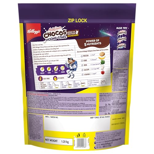 Kellogg's Chocos Moons & Stars, With Whole Grain, Source Of Fibre, High ...