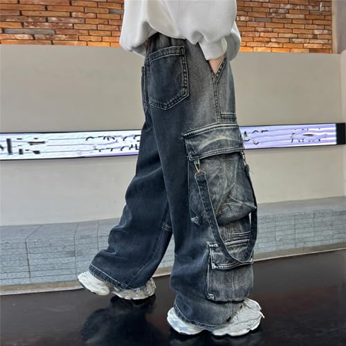 SANGTREE Boys' Fashion Cargo Denim Pants, 4-14 Years3