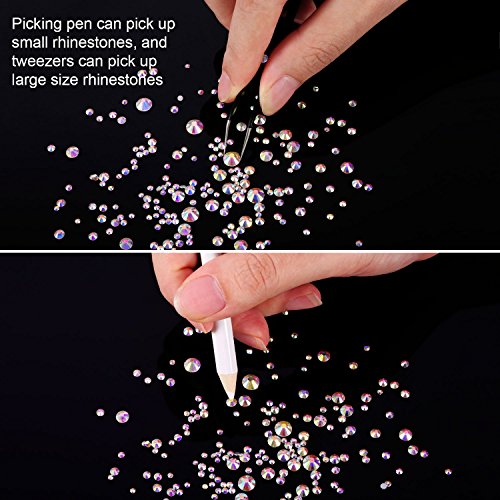 2000 Pieces Flat Back Gems Round Crystal Rhinestones 6 Sizes (1.5-6 Mm) With Pick Up Tweezer And Rhinestones Picking Pen For Crafts Nail Face Art Clothes Shoes Bags Diy (Crystal Ab) #TOP2
