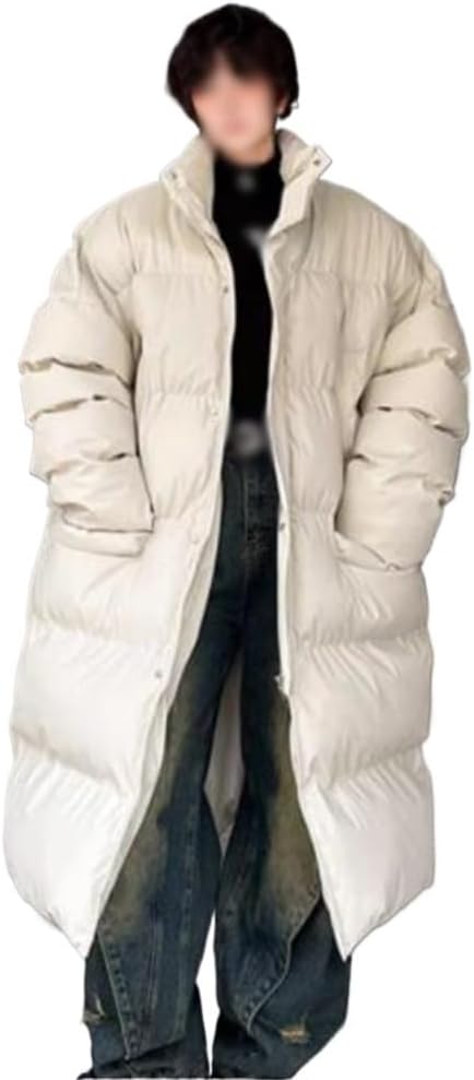 VIDI Bread Clothes Pu Leather Coat Long Down Jacket Men Keep Warm In Winter
