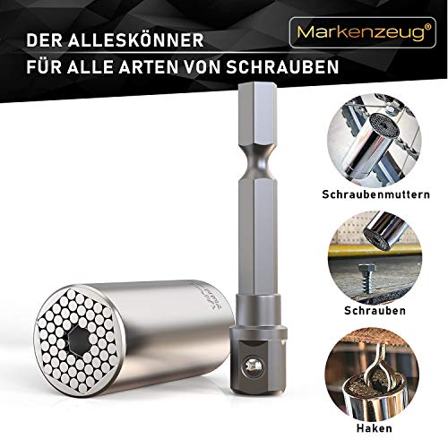 Premium Universalschlüssel I Verbessertes Konzept 2024 I Universal-Steckschlüssel I Innovatives Werkzeug Multitool I Universal Nuss I praktisches Handwerkzeug mit Adapter 7-19mm – Bild 7