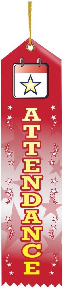 Crown Awards Place Ribbon, 2 x 8 Attendance Award Ribbon, 25 Pack