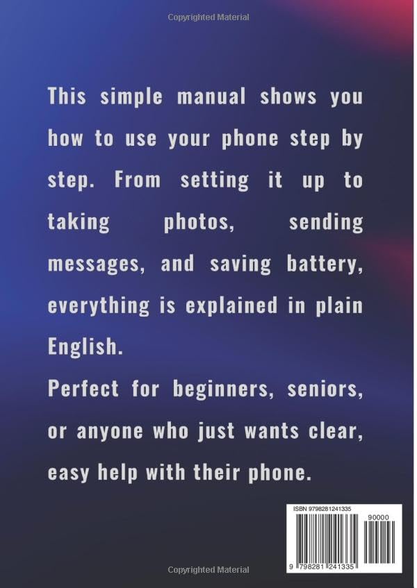 Back cover of the Moto G Power (2025) User Manual book, displaying a barcode and additional descriptive text.