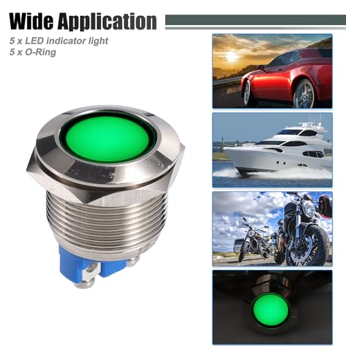 Lámpara LED indicador 19mm 12V para auto 5 piezas miniatura 2