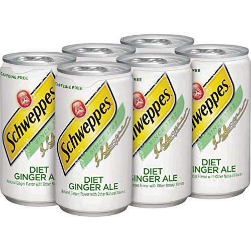 Schweppes Ginger Ale Zero Sugar Soda, 7.5oz cans, 6pk