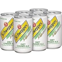 Schweppes Ginger Ale Zero Sugar Soda, 7.5oz cans, 6pk