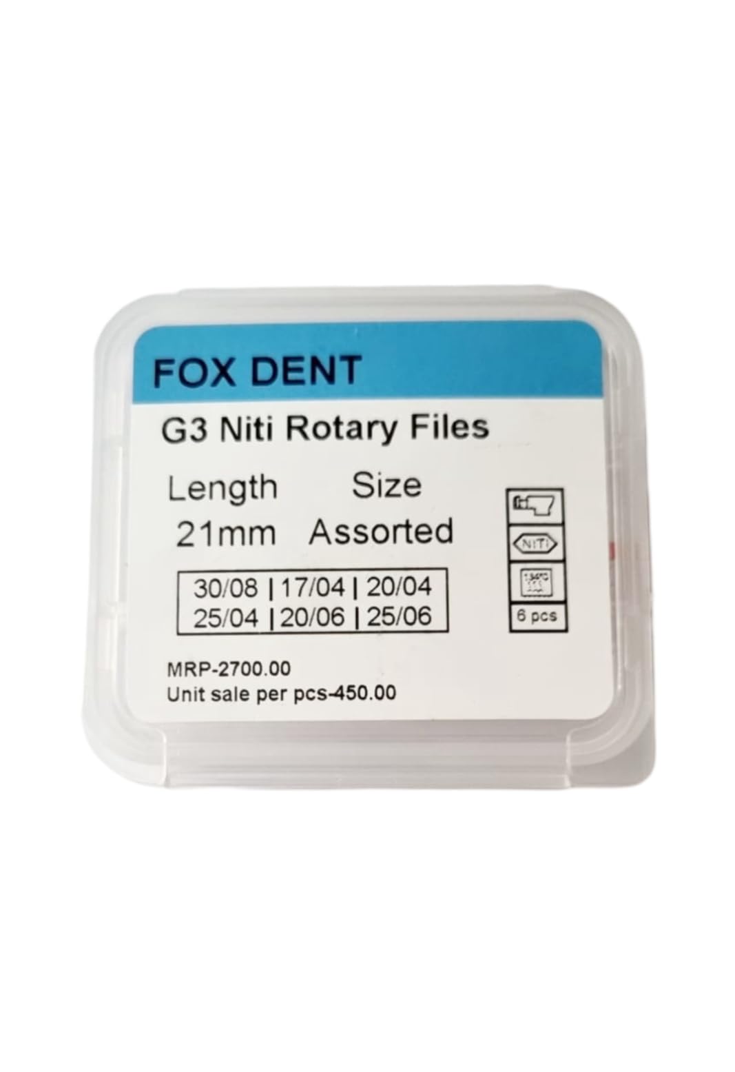 FOXDENT G3 Niti Rotary File Size Assorted Length 21mm (Ultimate