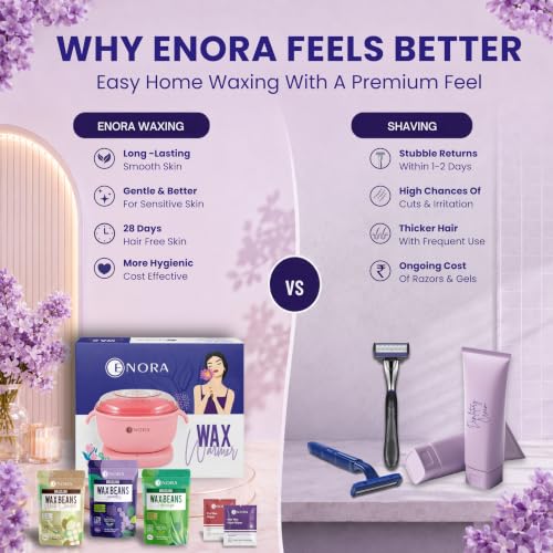 Image of ENORA Premium Waxing Kit for Women - Silicone Wax Warmer for Hair Removal, Eyebrow, Bikini, Legs, Face, Brazilian Wax & More - Machine + 5-Pack Hard Wax Beads (50 g)+ Accessories