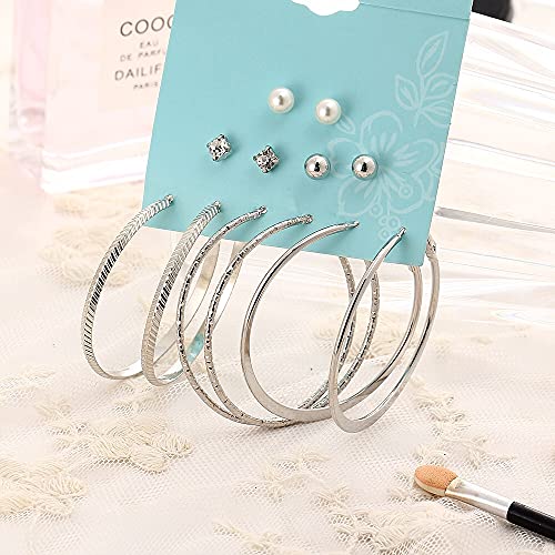 Image of Shining Diva Fashion Stylish Combo Design 6 Pairs Metal Earrings for Women and Girls (F12787er)