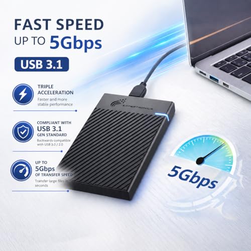 Image of External Hard Disk - USB 3.1, Ultra Slim Portable HDD, High Speed Plug & Play, Compatible with Laptop, PC, Mac - 1 Year Warranty (500, GB)