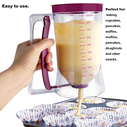 CHuangQi Cake Batter Dispenser for Pancake Cupcake Waffles, Perfect Baking Tool with Measuring Label - Image 4