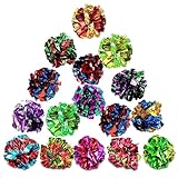 SunGrow 16 Pack Puppy Crinkle Toy Balls, Colorful Cat Balls Chew & Chase, Lightweight Mylar Toys for Indoor Cats to Keep Fit and Active, Suitable for French Bulldog, Dachshund, Pomeranian, Chihuahua