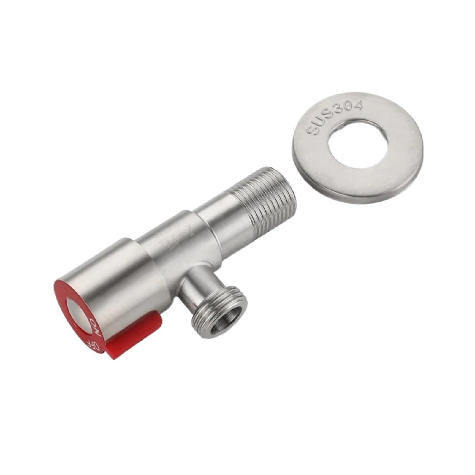 Bvhisehp Red G1/2 Thread Quick Open Two Way Stainless Steel Angle Valve Household Water Inlet Control Valve Bathroom Faucet Accessories(Red)