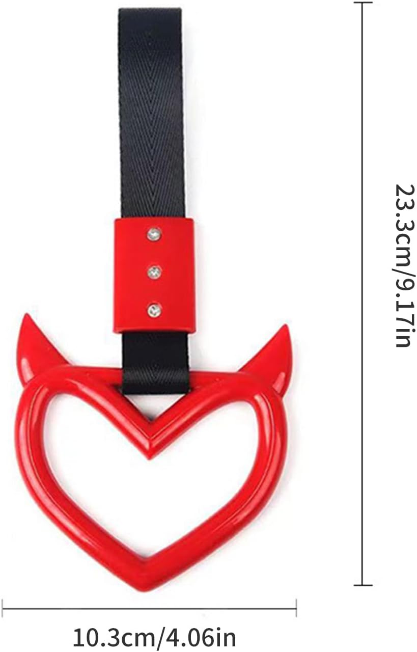 Car Hand Strap Devil Heart Handle Replacement Train Bus Handle Rear Bumper Warning Rings Auto Accessories Hanging Rings Drift Charm Strap, Blue image 5
