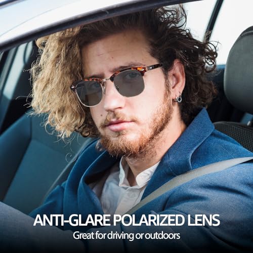 SIPHEW Photochromic Polarized Sunglasses for Men Women Semi-Rimless Retro Driving Sun Glasses with UV400 Protection Lens2