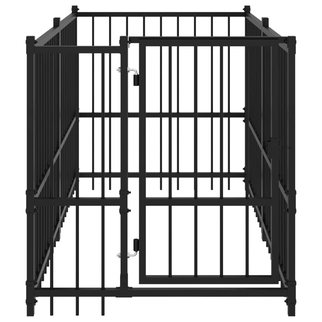 vidaXL Chenil pour Chien Noir 193,5x97x100 cm Acier Cage Enclos Chiot Animaux