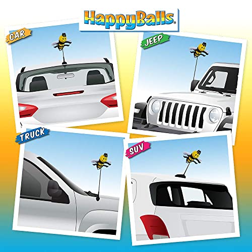HappyBalls Happy Bee Car Antenna Topper/Auto Mirror Dangler/Cute Dashboard Accessory (Thin Style Antenna) - Thumbnail 3